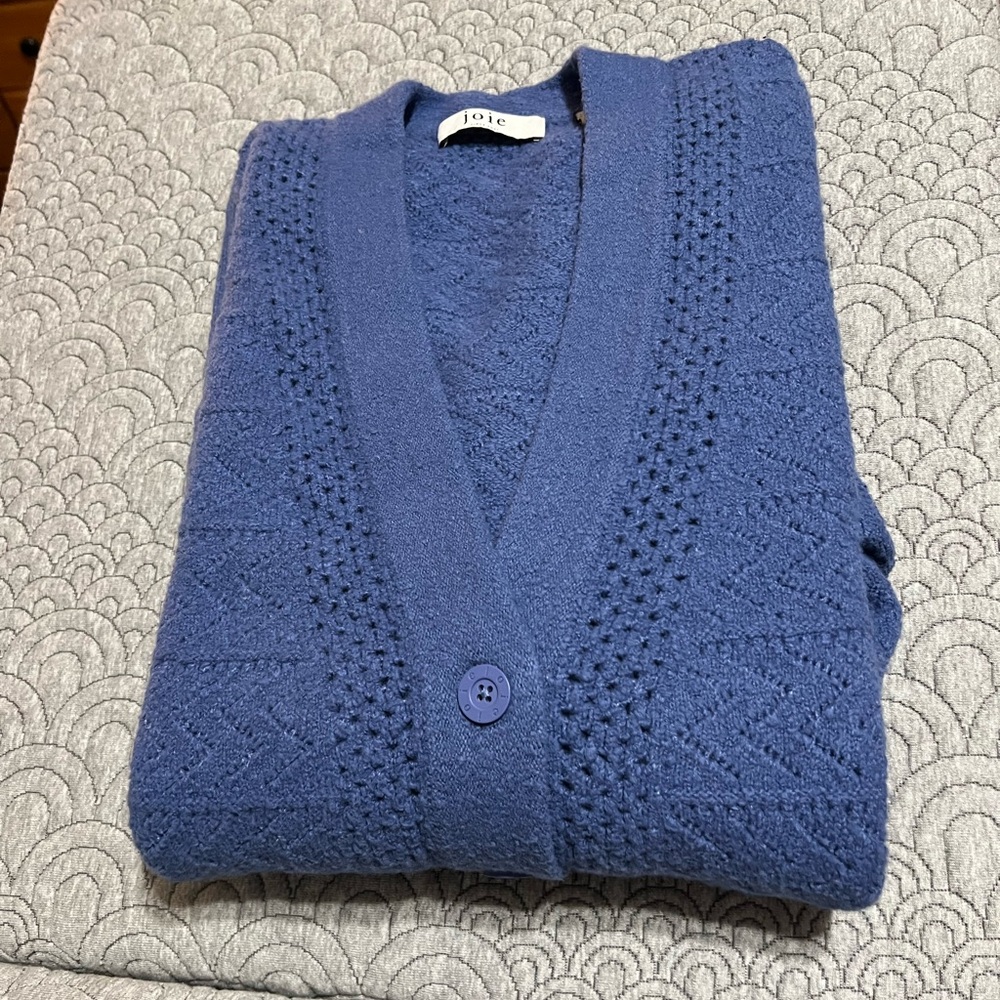 Joie Textured Knit Blue Cardigan